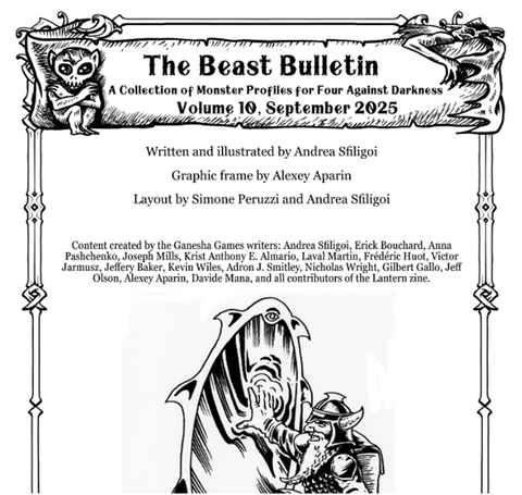 A Four Against Darkness Beast Bulletin: Volume 10