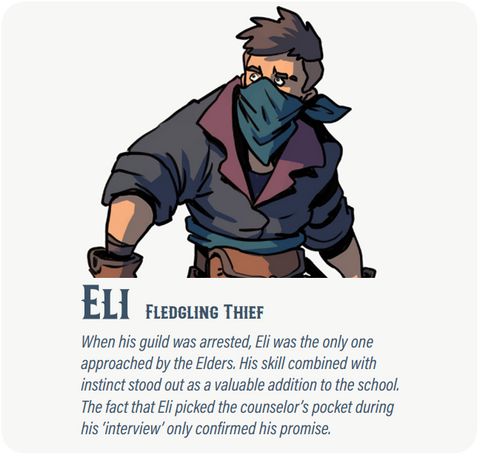 Dungeon Pages: Eli (Fledgling Thief) in Briarton
