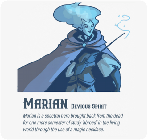 Dungeon Pages: Marian (Devious Spirit) in Puffbag Town