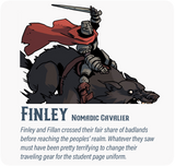 Dungeon Pages: Finley (Nomadic Cavalier) in Battered Metropolis