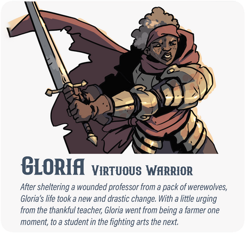 Dungeon Pages: Gloria (Virtuous Warrior) in Whittleberry