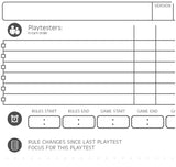 Fail Faster Playtesting Journal - Sample