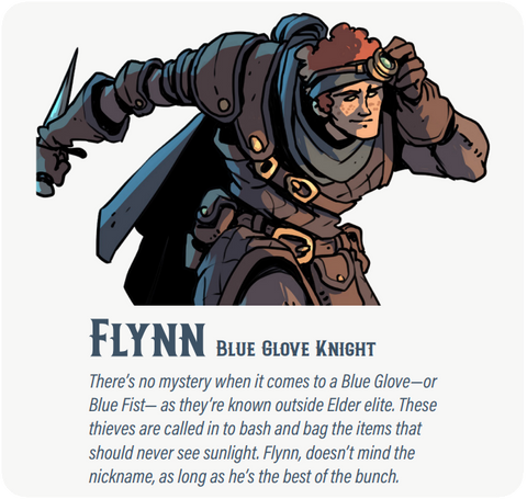 Dungeon Pages: Flynn (Blue Glove Knight) in Aqira