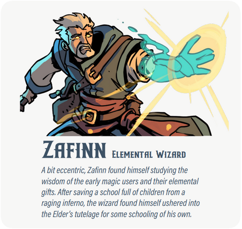 Dungeon Pages: Zafinn (Elemental Wizard) in Bakorio Province